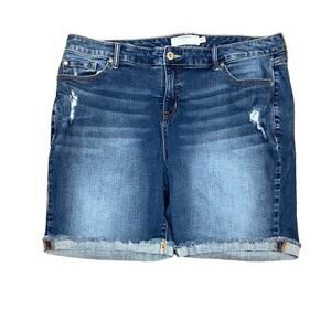 Torrid Cuttoff Cuffed Distressed Bermuda Jean Shorts